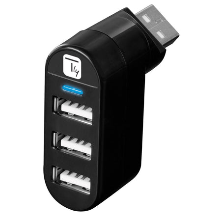 Techly Mini Hub Rotante con 3 Porte USB 2.0 Nero