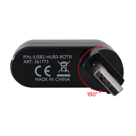 Techly Mini Hub Rotante con 3 Porte USB 2.0 Nero
