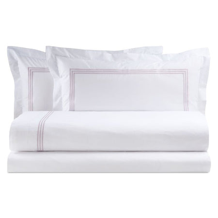 Completo lenzuola matrimoniale in percalle Zoe Biancoperla