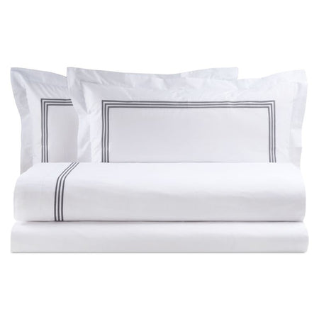 Completo lenzuola matrimoniale in percalle Zoe Biancoperla