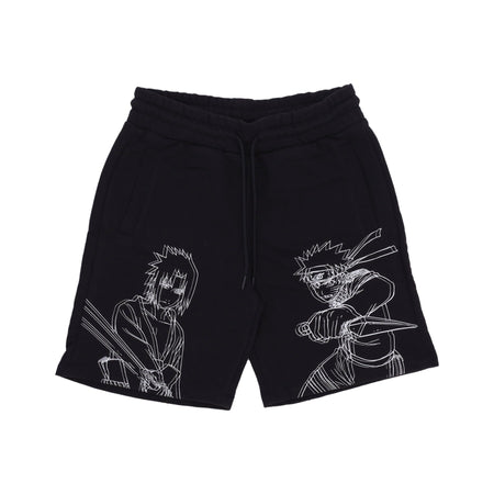 DOLLY NOIRE Pantalone Corto Tuta Uomo Naruto &amp; Sasuke Sweatshorts Black da uomo