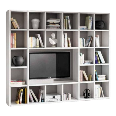 MOBILI 2G - Libreria porta Tv moderna frassino bianco - Salotto L261 P30 H218