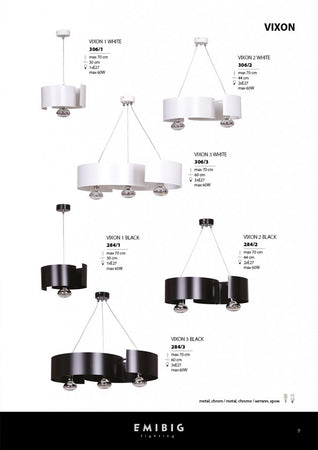 Sospensione Moderna 1 Luce Vixon In Acciao Bianco E Cromo