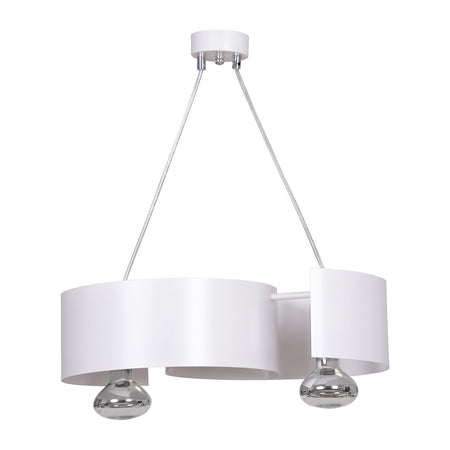 Lampadario Moderno 2 Luci Vixon In Acciao Bianco E Cromo
