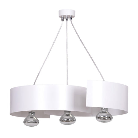 Lampadario Moderno 3 Luci Vixon In Acciao Bianco E Cromo