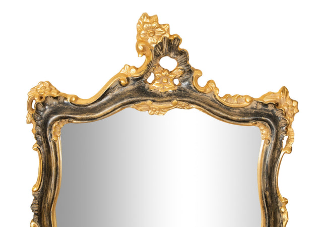 Biscottini SPECCHIERA DA PARETE IN LEGNO FINITURA FOGLIA ORO E NERO L67XPR7XH115 CM MADE IN ITALY