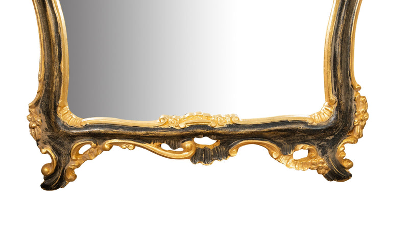 Biscottini SPECCHIERA DA PARETE IN LEGNO FINITURA FOGLIA ORO E NERO L67XPR7XH115 CM MADE IN ITALY