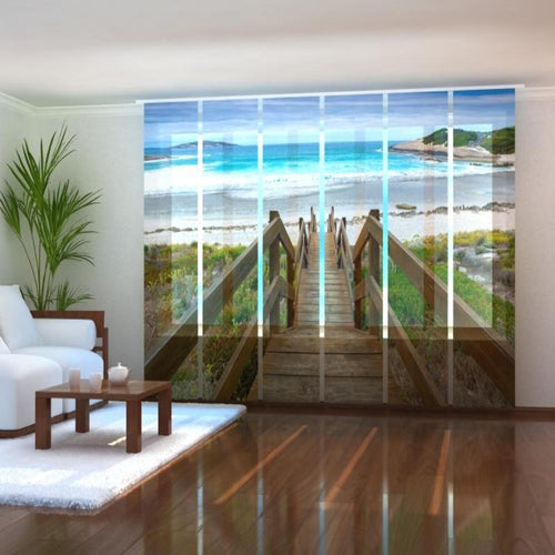 Set di 6 Tende a Pannello Scalinata di Legno su Spiaggia Australiana