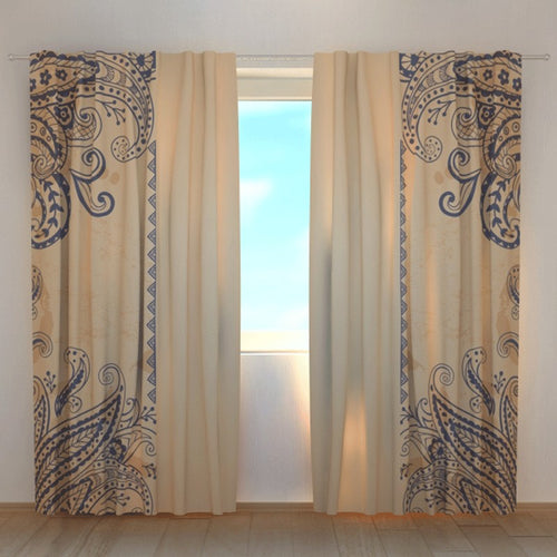 Tende su misura con stampa Ornamento Blu