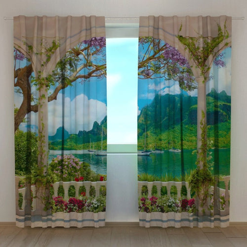 Tende su misura con stampa Terrazza sul lago