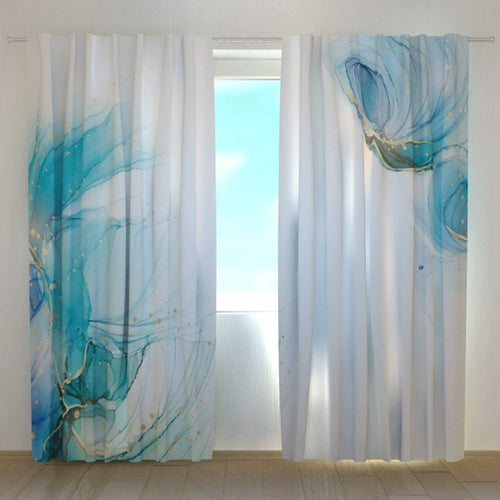 Tende su misura con stampa Astrazione turchese