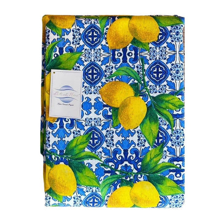 Granfoulard divano in cotone Botticelli Home Lipari Limoni