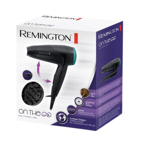 Remington Asciugacapelli D1500 Da Viaggio Pieghevole 2000w Nero