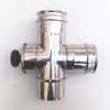 Raccordo a T da 80mm in acciaio inox croce con ispezione 5 decimi AISI 304