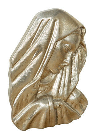 Biscottini DECORO DA PARETE VOLTO MADONNA FINITURA ARGENTO MADE IN ITALY Decorazione