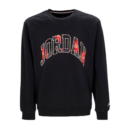 JORDAN Felpa Girocollo Uomo Essential Holiday Pld Fleece Crewneck Black/rattan da uomo