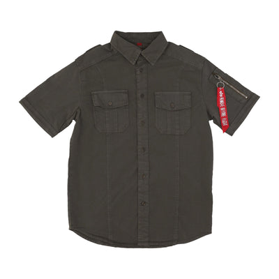 ALPHA INDUSTRIES Camicia Manica Corta Uomo Basic Shirt Grey Black da uomo