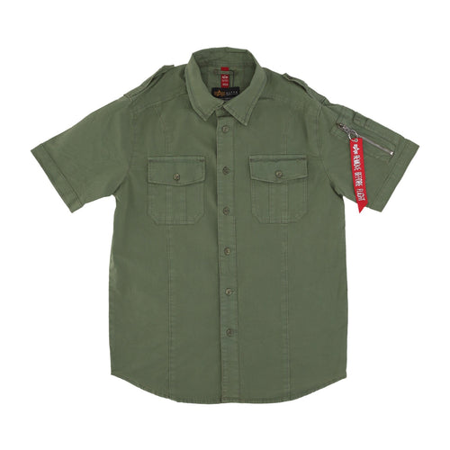 ALPHA INDUSTRIES Camicia Manica Corta Uomo Basic Shirt Sage Green da uomo