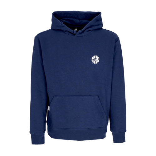 NEW BALANCE Felpa Leggera Cappuccio Uomo Hoops Essentials Fundamental Hoodie Navy da uomo