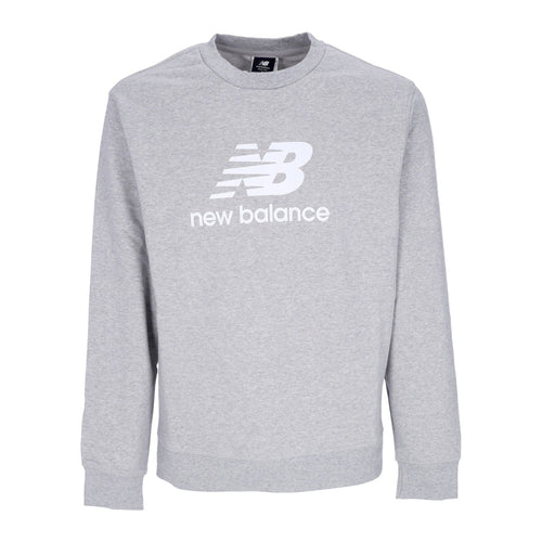 NEW BALANCE Felpa Leggera Girocollo Uomo Essentials Stacked Logo French Terry Crewneck Athletic Grey da uomo