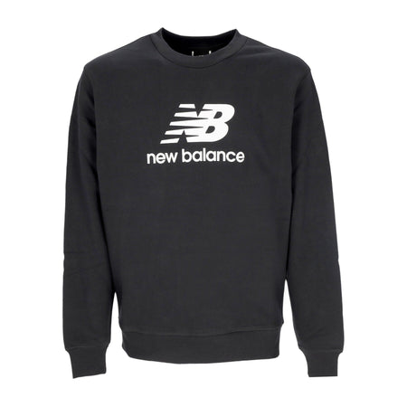 NEW BALANCE Felpa Leggera Girocollo Uomo Essentials Stacked Logo French Terry Crewneck Black da uomo