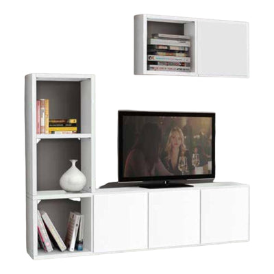 MOBILI 2G - Libreria porta Tv moderna bianca l.175 p.30 h.132