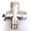 Raccordo a T da 230mm in acciaio inox croce con ispezione 5 decimi AISI 304