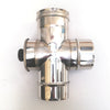 Raccordo a T da 200mm in acciaio inox croce con ispezione 5 decimi AISI 304