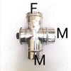 Raccordo a T da 150mm in acciaio inox croce con ispezione 5 decimi AISI 304