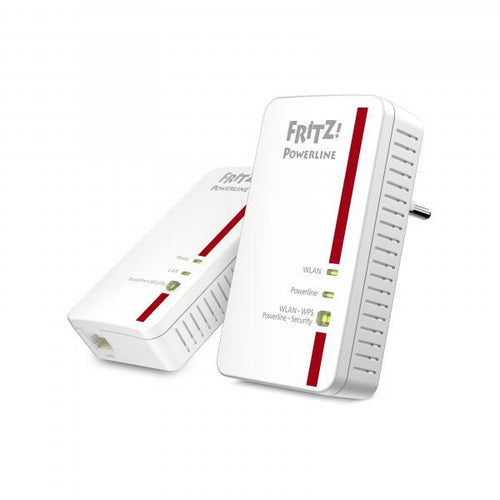Starter Kit Powerline AVM FRITZ!Powerline 1240E - standard Powerline più recente fino a 1.200 Mbit/s - HomePlug AV (HPAV) - porta LAN Gigabit - 802.11b/g/n - wireless fino a 300 Mbit/s