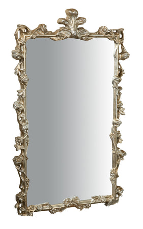 Biscottini SPECCHIERA DA PARETE IN LEGNO FINITURA FOGLIA ARGENTO ANTICATO L59XPR6XH98 CM MADE IN ITALY