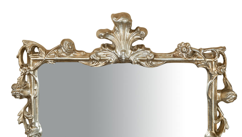 Biscottini SPECCHIERA DA PARETE IN LEGNO FINITURA FOGLIA ARGENTO ANTICATO L59XPR6XH98 CM MADE IN ITALY