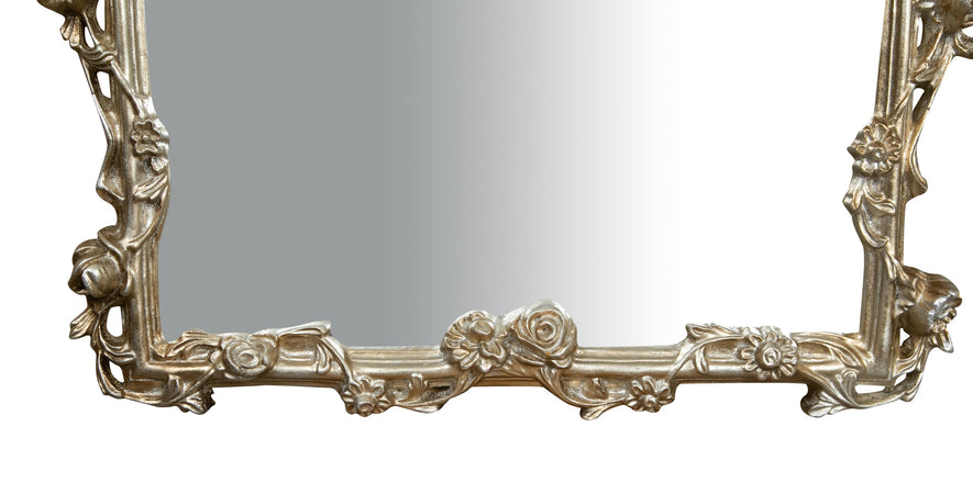 Biscottini SPECCHIERA DA PARETE IN LEGNO FINITURA FOGLIA ARGENTO ANTICATO L59XPR6XH98 CM MADE IN ITALY