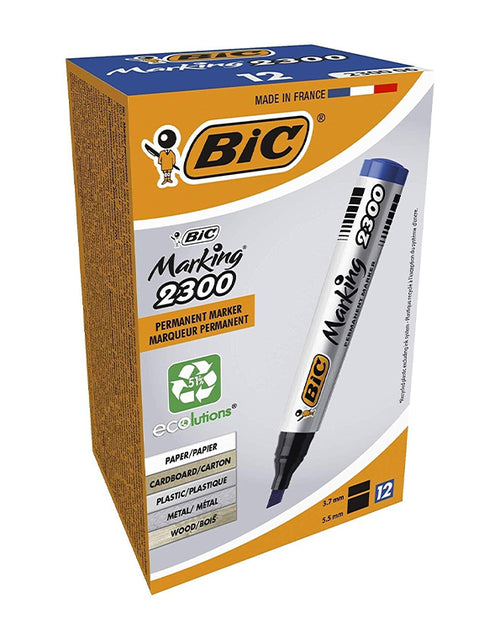 Confezione 12 pezzi marcatore permanente Bic Marking 2300 punta scalpello blu