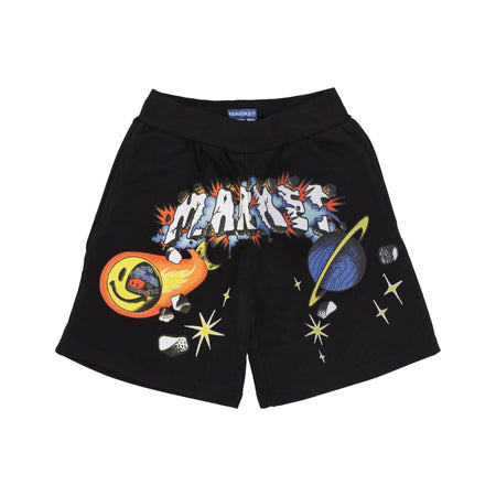 MARKET Pantalone Corto Tuta Felpato Uomo Smiley Conflicted Sweatshorts Black da uomo