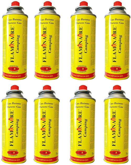 BOMBOLETTA DI GAS 220 GR PER FORNELLO A VALIGIA UNVERSALE 8 PEZZI