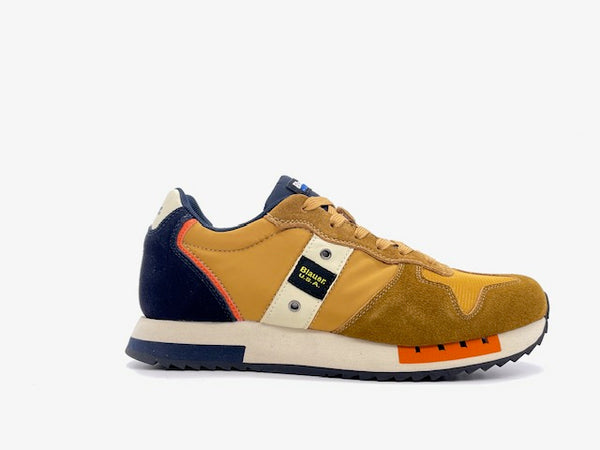 BLAUER Sneakers uomo QUEENS ocra e navy blue