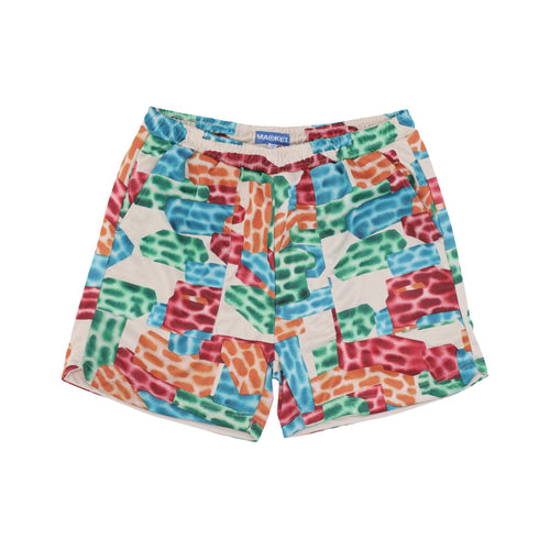MARKET Pantaloncino Tipo Basket Uomo Building Blocks Mesh Shorts Cream da uomo