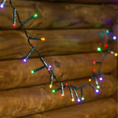 Luci di natale catena a batteria da 20 led 5 mm multicolor con cavo nero