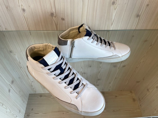 CRIME LONDON Sneaker Uomo Distressed Mid White Blu