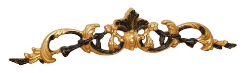 Biscottini SOPRAPORTA IN LEGNO FOGLIA ORO E NERO ANTICATO Made in Italy Fregio Offerta