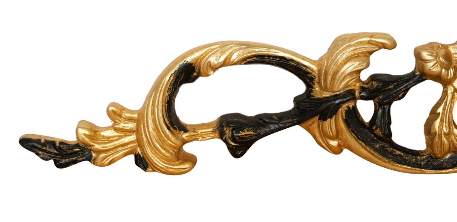 Biscottini SOPRAPORTA IN LEGNO FOGLIA ORO E NERO ANTICATO Made in Italy Fregio Offerta