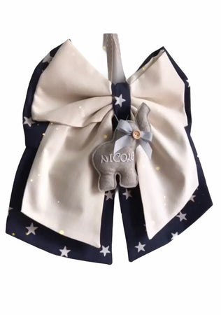 Fiocco nascita in cotone personalizzabile fatto a mano 35 x h 40 cm "Made in Italy"