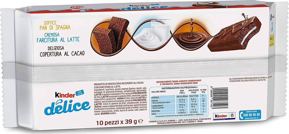 30x Kinder Délice Pan Di Spagna E Cacao Merendine 3 Confezioni Da 10 Pz Merendine 39 Gr Alimentari e cura della casa/Snack dolci e salati/Barrette ai cereali e barrette snack Franco Pausa Caffè - Albano Laziale, Commerciovirtuoso.it