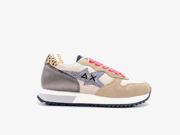SUN68 Sneakers Donna Stargirl Glitter Bianco Panna