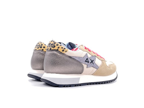 SUN68 Sneakers Donna Stargirl Glitter Bianco Panna