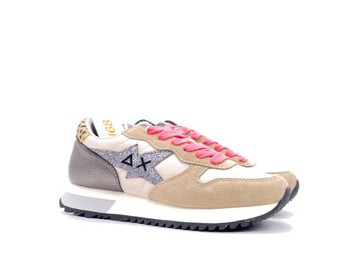SUN68 Sneakers Donna Stargirl Glitter Bianco Panna
