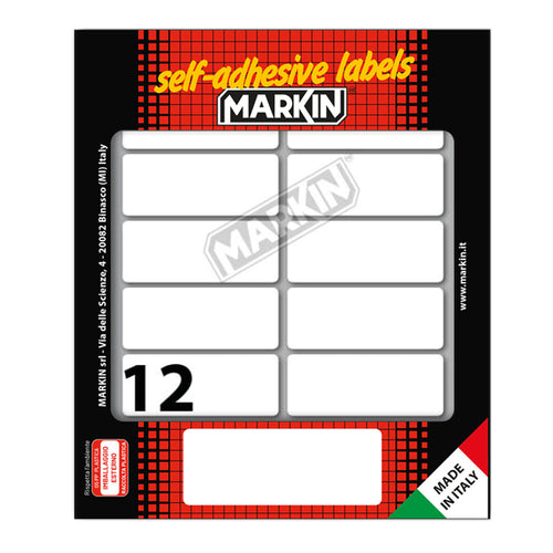 Etichetta Adesiva Bianca 56X22Mm (10Fogli X 12Etichette Markin