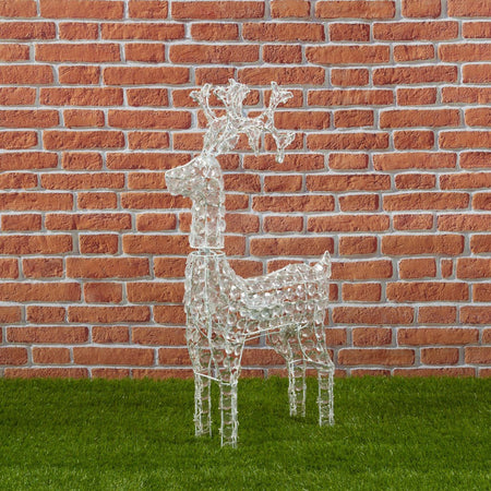Renna natalizia luminosa a luce fissa con cristalli a led decorazione per interno ed esterno