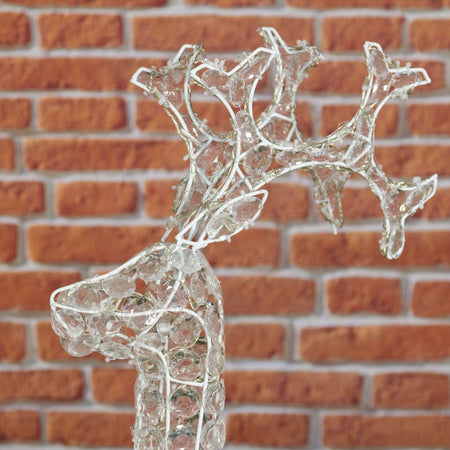 Renna natalizia luminosa a luce fissa con cristalli a led decorazione per interno ed esterno